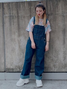 「WEGO（ウィゴー）のアイテム（サロペット/オーバーオール、ブルー系）」を使った、_aoiさん（レディース・152cm）の春コーディネート