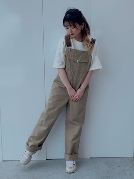 「WEGO（ウィゴー）のアイテム（サロペット/オーバーオール、ブラウン系）」を使った、_aoiさん（レディース・152cm）の春コーディネート