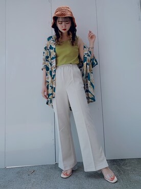「WEGO（ウィゴー）のアイテム（その他パンツ、ホワイト系）」を使った、_aoiさん（レディース・152cm）の夏コーディネート