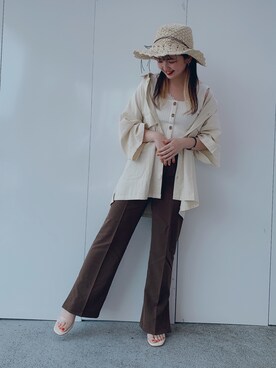 「WEGO（ウィゴー）のアイテム（その他パンツ、ブラウン系）」を使った、_aoiさん（レディース・152cm）の夏コーディネート
