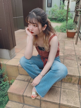 「GRL（グレイル）のアイテム（タンクトップ、オレンジ系）」を使った、_aoiさん（レディース・152cm）の夏コーディネート