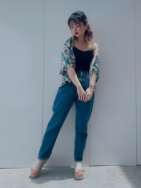 「WEGO（ウィゴー）のアイテム（デニムパンツ、ブルー系）」を使った、_aoiさん（レディース・152cm）の夏コーディネート