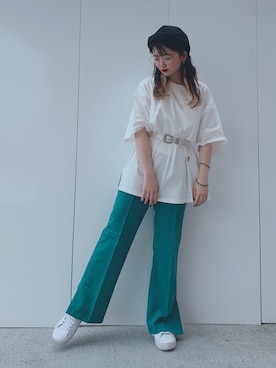 「WEGO（ウィゴー）のアイテム（Tシャツ/カットソー、ホワイト系）」を使った、_aoiさん（レディース・152cm）の夏コーディネート