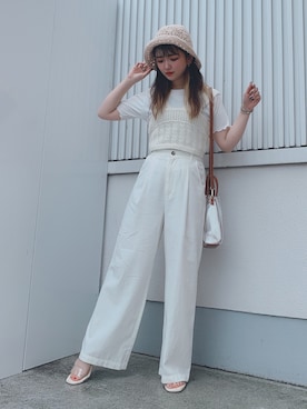 「WEGO（ウィゴー）のアイテム（その他パンツ、ホワイト系）」を使った、_aoiさん（レディース・152cm）の夏コーディネート