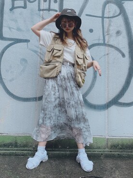 「WEGO（ウィゴー）のアイテム（スカート、グレー系）」を使った、_aoiさん（レディース・152cm）の夏コーディネート