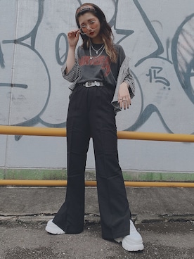 「WEGO（ウィゴー）のアイテム（その他パンツ、ブラック系）」を使った、_aoiさん（レディース・152cm）の夏コーディネート