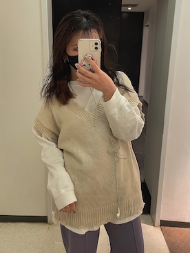 「WEGO（ウィゴー）のアイテム（ベスト、ベージュ系）」を使った、_aoiさん（レディース・152cm）の春コーディネート