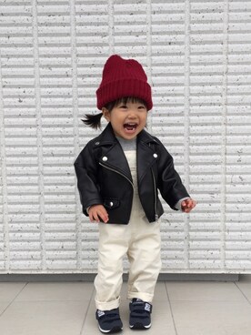 「秋冬」｜「アイテム（オールインワン・サロペット）」を使った、rinrinnonnonさん（キッズ・80cm）の秋コーディネート