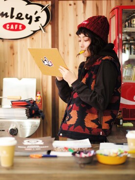 「CHUMS（チャムス）のアイテム（ジャケット/アウター）」を使った、屁屁出刊さん（レディース・166cm）の春コーディネート