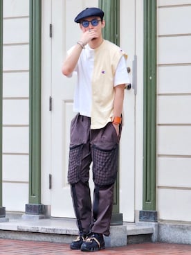 「Champion（チャンピオン）のアイテム（タンクトップ）」を使った、ASAさん（メンズ・166cm）の夏コーディネート