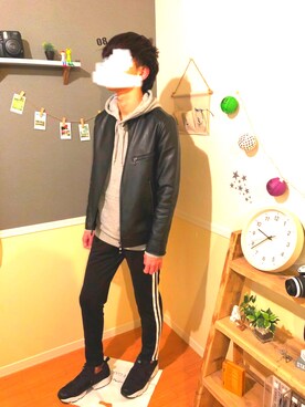 「ZIP FIVE（ジップファイブ）のアイテム（ライダースジャケット）」を使った、yuyaさん（メンズ・173cm）の秋コーディネート