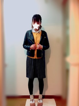 「Te chichi（テチチ）のアイテム（ライダースジャケット）」を使った、ななこさん（レディース・158cm）の冬コーディネート