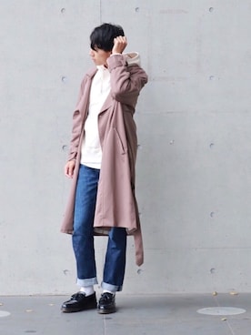「秋のカフェオレコーデ」｜「アイテム（トレンチコート）」を使った、DAIさん（メンズ・178cm）の秋コーディネート