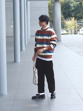 「HOOK（フック）のアイテム（ニット/セーター）」を使った、DAIさん（メンズ・178cm）の秋コーディネート
