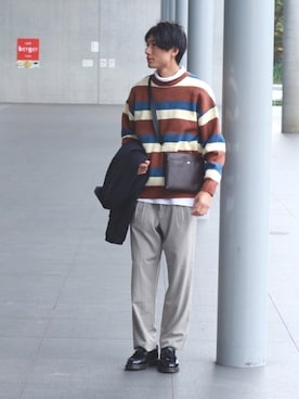 「HOOK（フック）のアイテム（ニット/セーター）」を使った、DAIさん（メンズ・178cm）の秋コーディネート