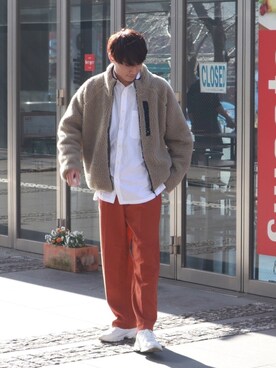 「FREAK'S STORE（フリークスストア）のリバーシブルボアフリースジャケット（ブルゾン）」を使った、DAIさん（メンズ・178cm）の冬コーディネート