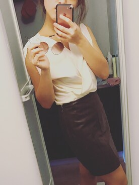 「H&M（エイチ・アンド・エム）のアイテム（サングラス）」を使った、ミーさん（レディース・158cm）の冬コーディネート