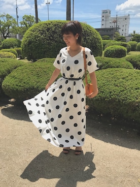 「水玉」｜「アイテム（シャツワンピース）」を使った、HaMa-HiNa☀︎さん（レディース・158cm）の夏コーディネート