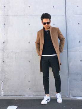 「united arrows」｜「アイテム（チェスターコート）」を使った、yu-ki.さん（メンズ・173cm）の冬コーディネート