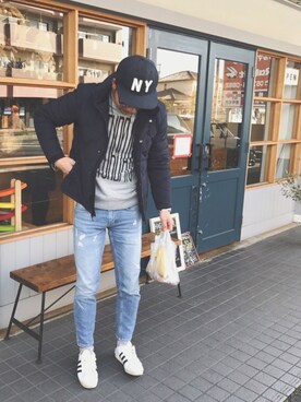 「Saturdays NYC（サタデーズ ニューヨークシティ ）のアイテム（ダウンベスト）」を使った、yu-ki.さん（メンズ・174cm）の冬コーディネート