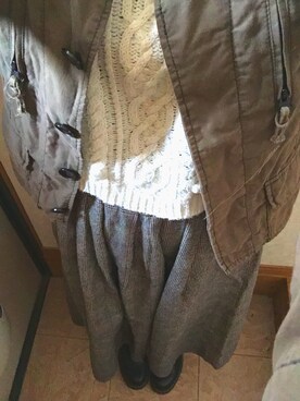 「ロンクスカート」｜「アイテム（ジャケット/アウター）」を使った、ごまさん（レディース・156cm）の冬コーディネート