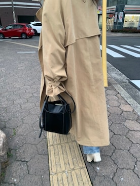 「select MOCA（セレクトモカ）のアイテム（トレンチコート）」を使った、momokaさん（レディース・155cm）の冬コーディネート