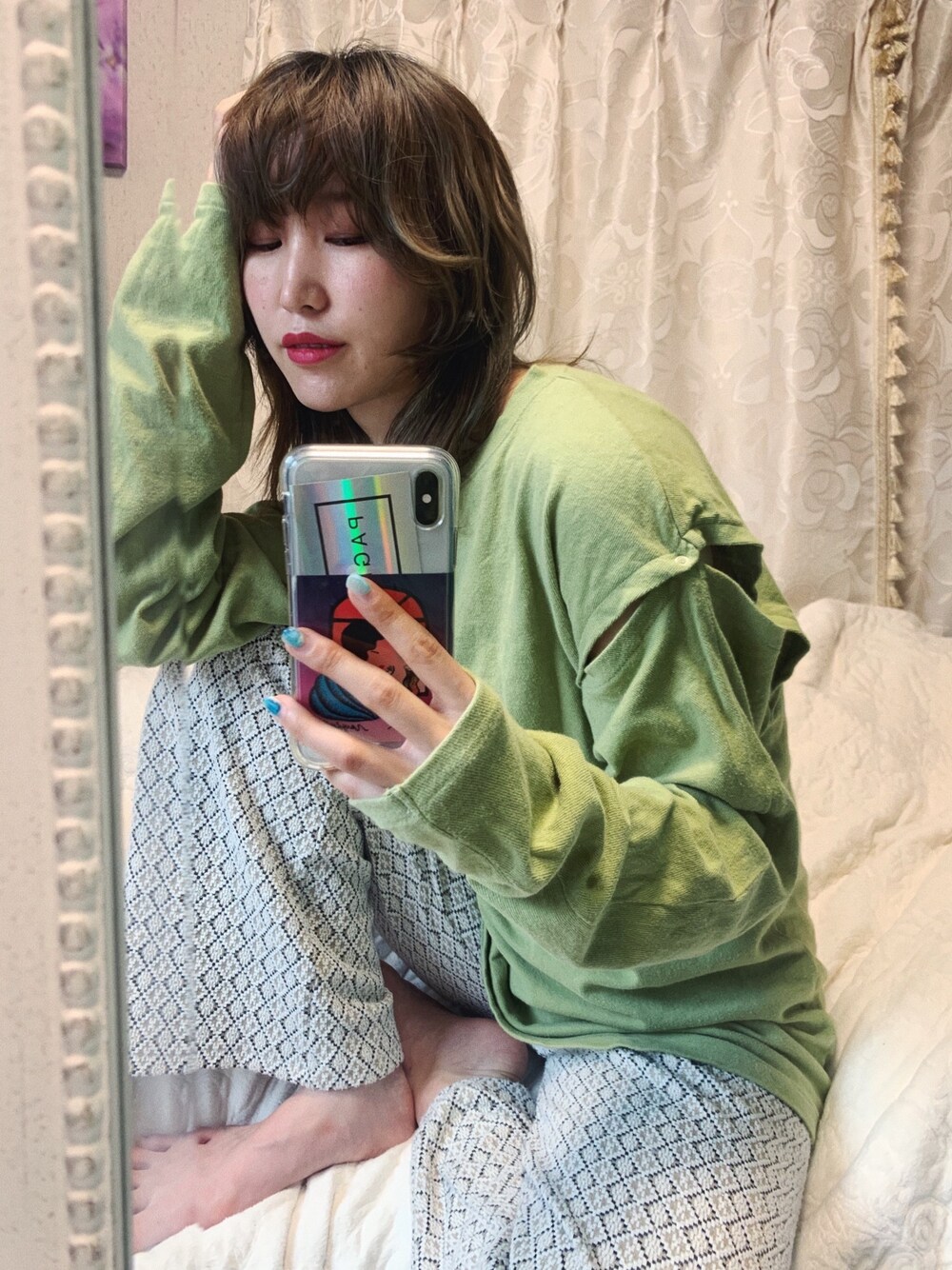 6（ロク）の「＜6(ROKU)＞DOT BUTTON SLEEVE PULLOVER