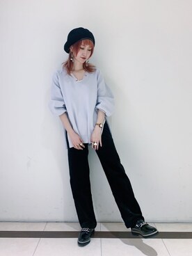 「パイピングベレー帽」｜KUMiさん（レディース・159cm）の秋コーディネート