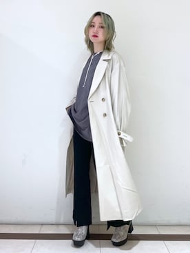 「PAGEBOY（ページボーイ）のWEB限定アイテム / 2WAYレイヤードロンT（Tシャツ/カットソー）」を使った、KUMiさん（レディース・159cm）の春コーディネート