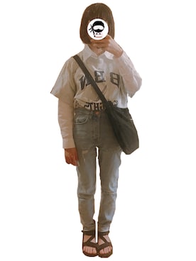 「スウェット×シャツ」｜光さん（レディース・151cm）の春コーディネート