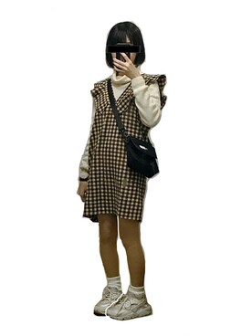 「肩フリル」｜「アイテム（ワンピース/ドレス）」を使った、光さん（レディース・151cm）の秋コーディネート