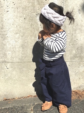 「ボーター」｜「アイテム（モカシン/デッキシューズ）」を使った、miiさん（キッズ・80cm）の秋コーディネート