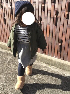 「西松屋」｜「アイテム（MA-1）」を使った、miiさん（キッズ・80cm）の冬コーディネート