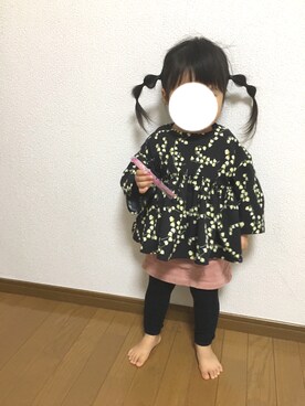 「西松屋」｜「アイテム（チュニック）」を使った、miiさん（キッズ・80cm）の冬コーディネート