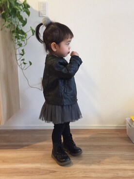「H&M DIVIDED（エイチアンドエム　ディヴァイデッド）のアイテム（ジャケット/アウター）」を使った、ayatyannさん（キッズ・80cm）の冬コーディネート