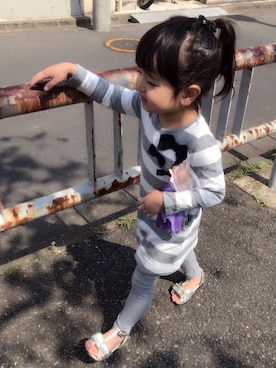 「アイテム（レギンス/スパッツ、シルバー系）」を使った、ayatyannさん（キッズ・100cm）の春コーディネート