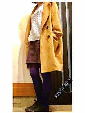 「アイテム（タイツ/ストッキング、ブルー系）」を使った、neneneさん（レディース・163cm）の冬コーディネート