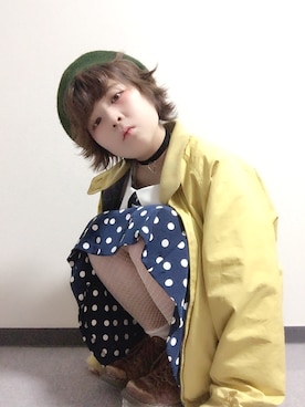 「網タイツ」｜「アイテム（ブルゾン）」を使った、ユッチさん（レディース・148cm）の冬コーディネート