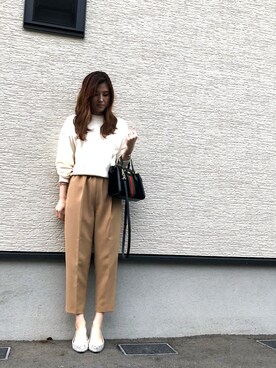 「UNIQLO（ユニクロ）のスウェットクルーネックプルオーバー（長袖）（パーカー）」を使った、a-w0rldさん（レディース・165cm）の春コーディネート