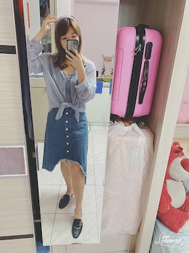 「H:CONNECT（エイチコネクト）のアイテム」を使った、Olive Yangさん（レディース・170cm）の夏コーディネート