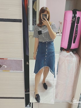 「H:CONNECT（エイチコネクト）のアイテム」を使った、Olive Yangさん（レディース・170cm）の夏コーディネート