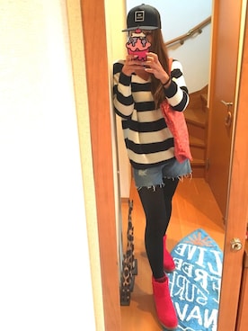 「Planet blue world（プラネットブルーワールド）のアイテム」を使った、LOCO❤︎さん（レディース・159cm）の冬コーディネート