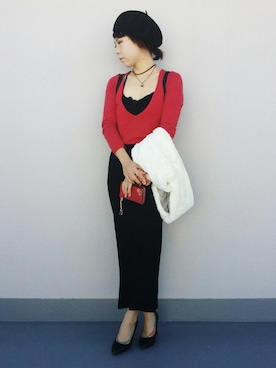 「お正月」｜「アイテム（ハンチング/ベレー帽）」を使った、しゃおさん（レディース・157cm）の冬コーディネート