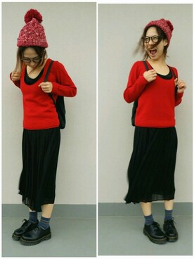 「チチカカ」｜「アイテム（その他シューズ）」を使った、しゃおさん（レディース・157cm）の冬コーディネート