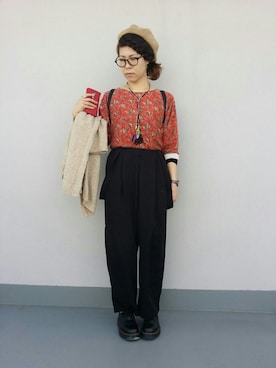 「スプリングSENSEOFPLACE」｜「アイテム（ハンチング/ベレー帽）」を使った、しゃおさん（レディース・157cm）の春コーディネート