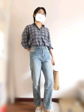 「基础款」｜「アイテム（ローファー）」を使った、Ning-雾さん（レディース・159cm）の秋コーディネート