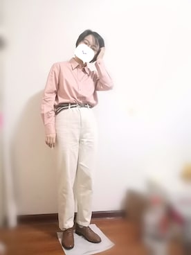 「ピンクのシャツ」｜Ning-雾さん（レディース・159cm）の秋コーディネート