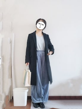 「通勤穿搭」｜「アイテム（チェスターコート）」を使った、Ning-雾さん（レディース・159cm）の秋コーディネート