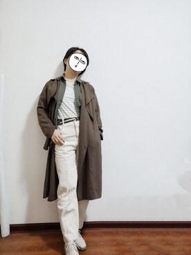 「休闲」｜「アイテム（トレンチコート）」を使った、Ning-雾さん（レディース・159cm）の秋コーディネート