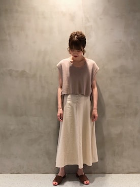 「NOFALL（ノーフォール）のメッシュ編み太ヒールサンダル（サンダル）」を使った、hrkさん（レディース・166cm）の夏コーディネート